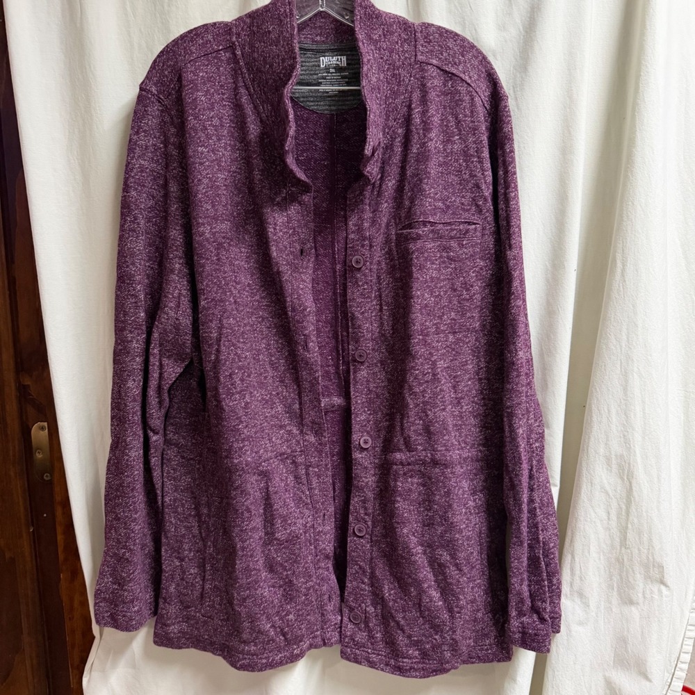 Duluth Trading Co Purple Hemp Cotton Blend Button Cardigan Jacket Womens 2XL